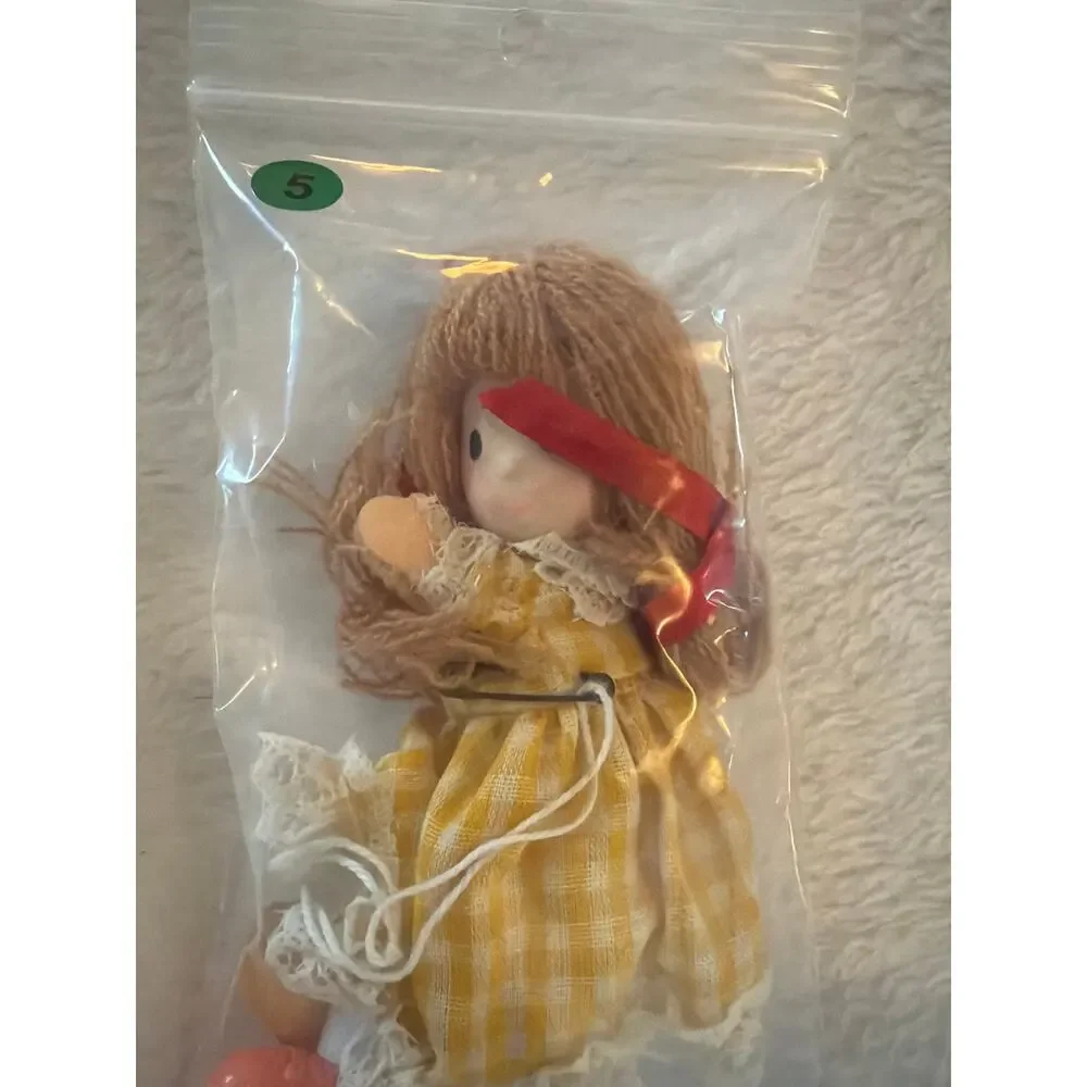 Vintage Clip-On Hugger Doll Made in Korea Yarn Hair Yellow Dress Plush Toy 8